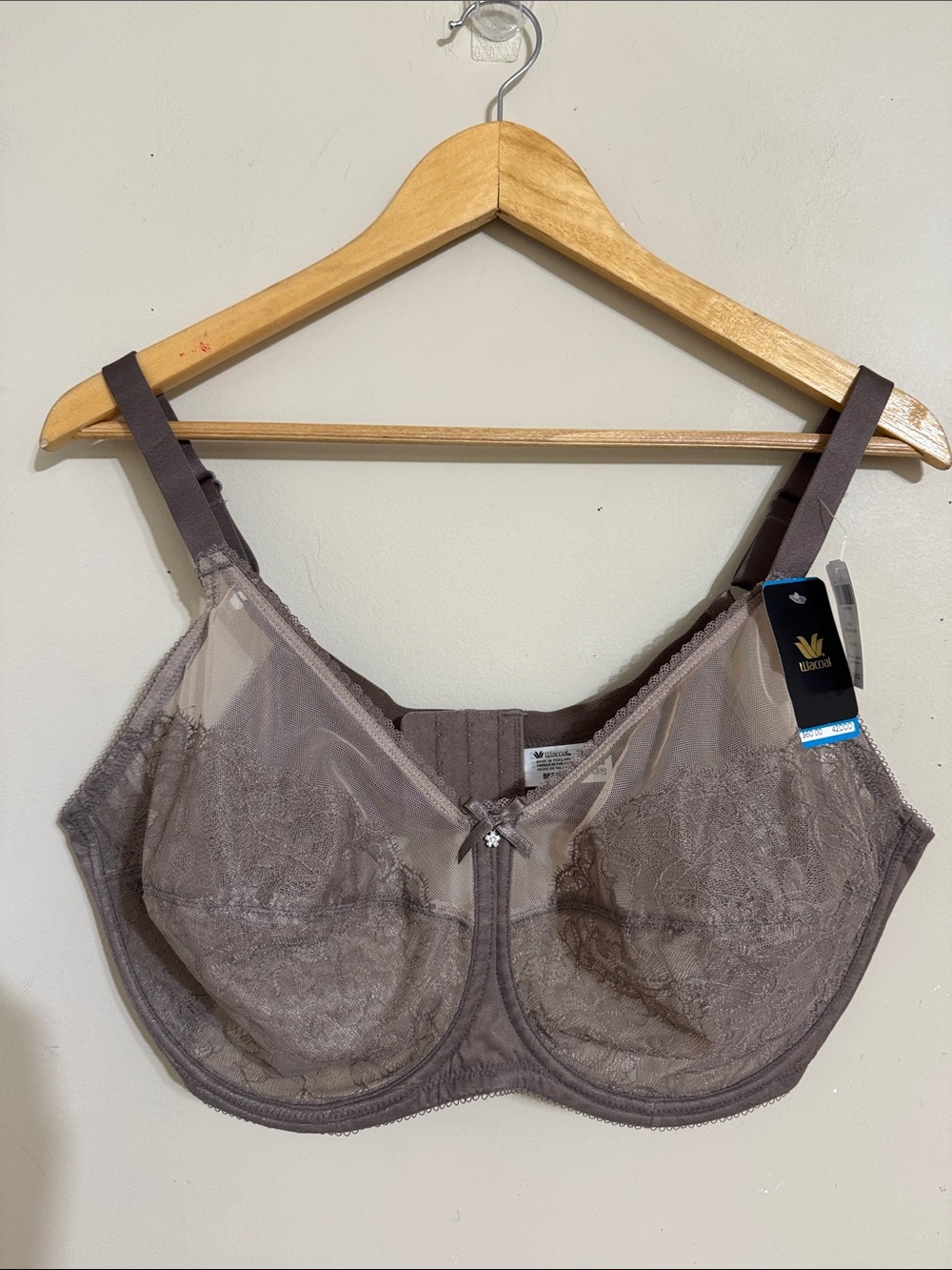 Wacaol Retro Chic Lace Underwire Bra Cappucino Womens 42F/DDD Elegance Comfort
